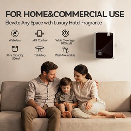 Waterless Essential Oil Diffuser-500ml Large Capacity,Smart App Control,Timer Function,Low Noise for Large Room up to 2000 sq.ft,for Home,Office,Hotel,Black-White Combo