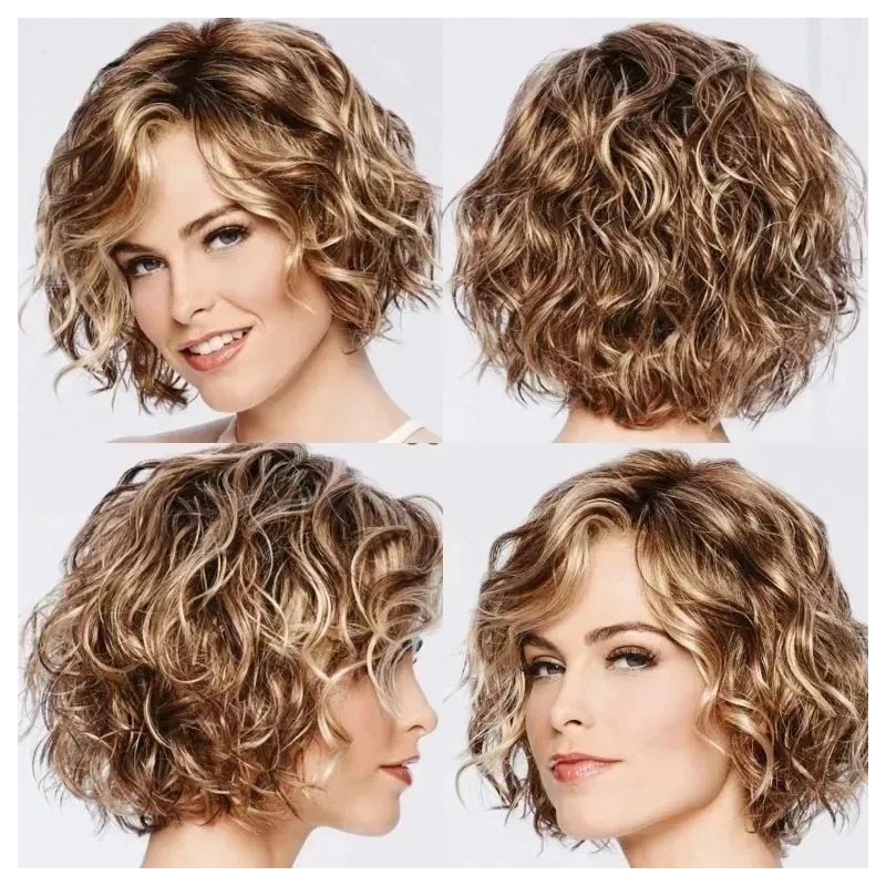 Peluca Corta Rubia Natural Para Mujer, Cabello Corto D