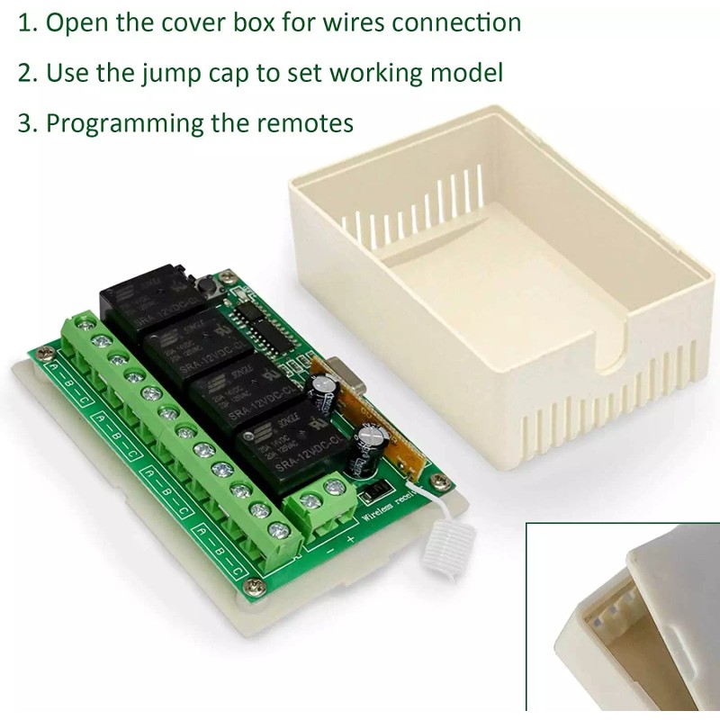 Aubric 12V Relay Remote Switch Wireless RF Remote Control Switch