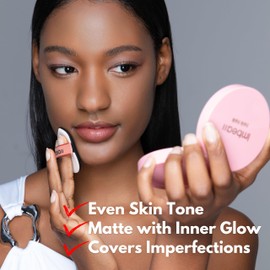 Imbeall Toktok Glow Cushion Foundation, Dark Shades for melanin beauties, provides buildable coverage with luminous finish with diamond powder, glacial water, and vitamin(#09 CARAMEL, 0.42 Fl Oz)