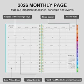 2026 Planner Weekly and Monthly - From January to December 2026, A4 Spiral Binding Agenda with Monthly Tabs, Wirebound, Pocket, 100Gsm Thick Paper (8.5" x 11")