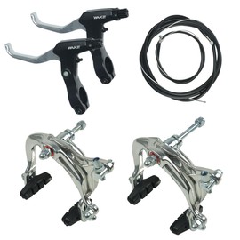FOMTOR Bicycle Brake Set C Brake Set, Bicycle Brake Set, Bicycle Brakes with Brake Cables and Brake Levers Bicycle C Brake for Most Mountain Bikes and Bicycles, Silver