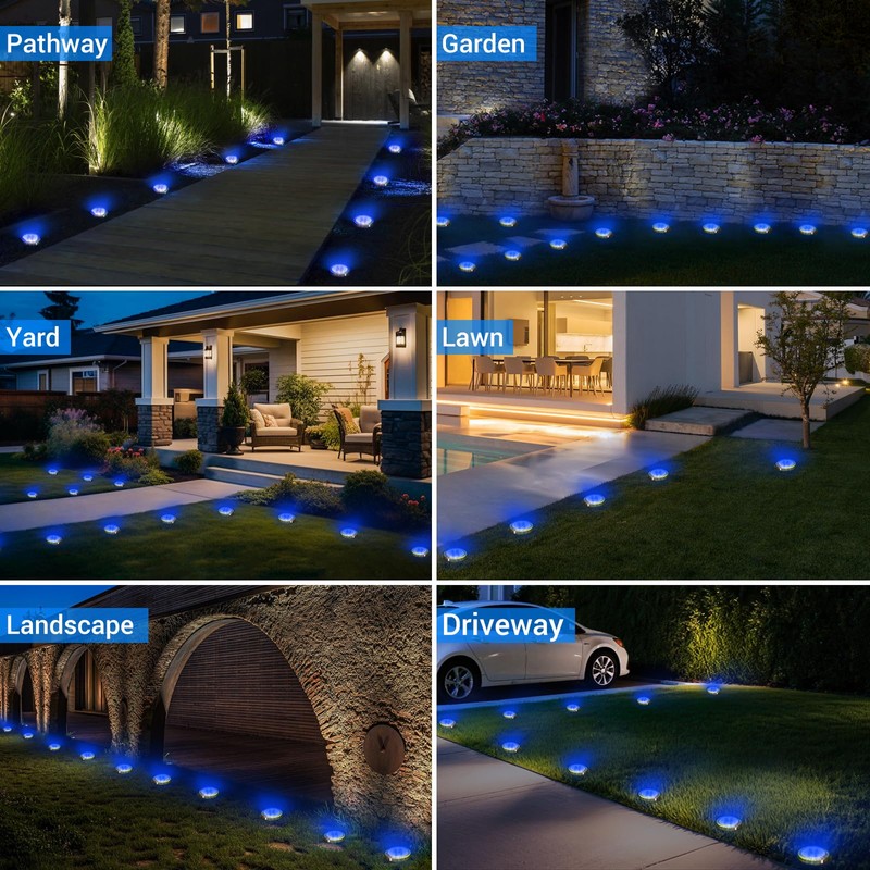 Peasur Mini Solar Ground Lights Outdoor, 2 Pack Flat Solar
