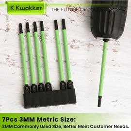 TLEEP 7Pcs 1/4" Hex Head Allen Wrench Drill Bits, 3.94" Long Metric 3mm Hex Key Drill Bit Set, Magnetic Tips Screwdriver Socket Bit Set for Ikea Type Furniture (S2 Steel)