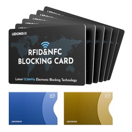LEDONGUS RFID Blocking Cards – 6 Pack with 2 RFID Sleeves | Anti-Theft Contactless NFC Protection for Debit Credit Cards & Wallet | Slim & Durable Perfectly fits in Wallet | Black