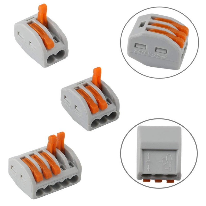 QitinDasen 45Pcs Lever-Nut Wire Connector Set, Conductor Compact Wire Connector