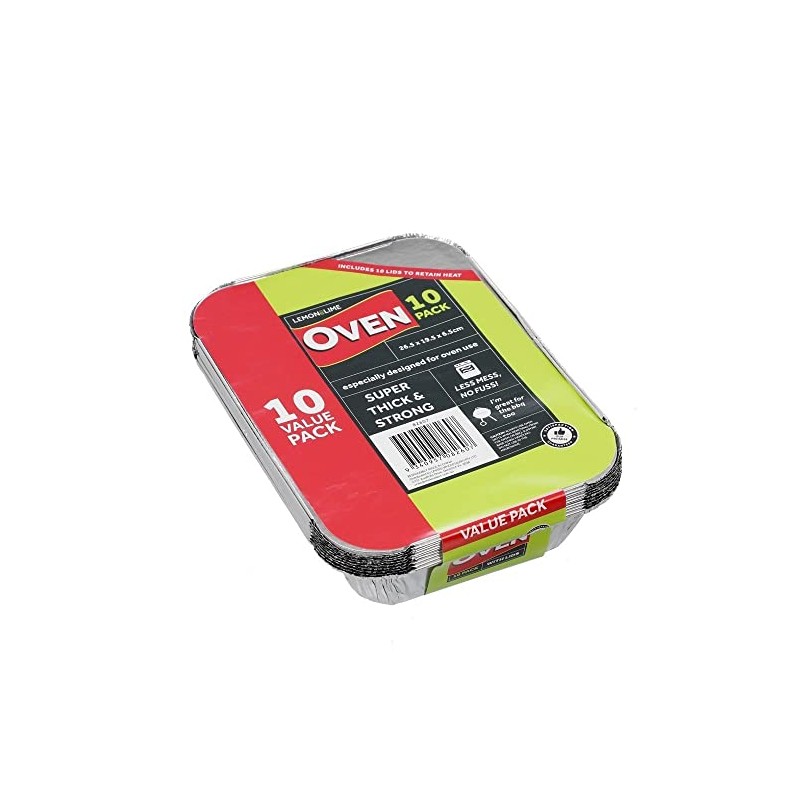 Lemon & Lime Foil Container with Lid 10-Pack, 26.5 cm