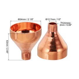 PATIKIL 2 1/8" to 1/2" Inner Diameter Copper Reducer 99.9% Pure Copper Reducing Coupling Pressure Fitting Pipe Tube Connector Adapter (Sweat Solder Connection)