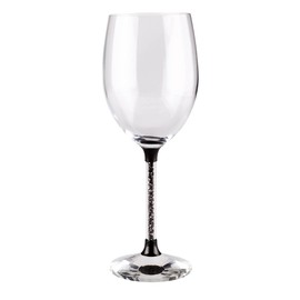 Sparkles Home Vetrina Stem Wine Glass, Sophisticated Crystal Glassware, Faceted Base, Red, White, Rosé, For Celebration Dining Table Setting, Event, Wedding, Charcoal, Set of 6