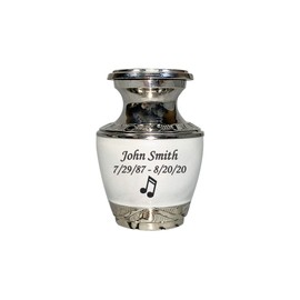 Music Lover Cremation Keepsake Urn with Velvet Box, Multiple Colors