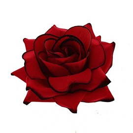 Zac's Alter Ego Very Large Red Rose on Concord Clip with Black Edging