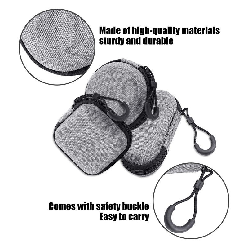 3 Portable Hard Shell Headphone Cases in Grey Over the