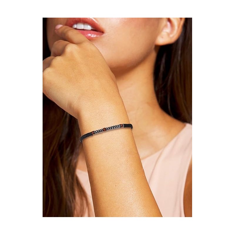 Fashionable Morse code letter couple bracelet bracelet, temperament bracelet (Black,