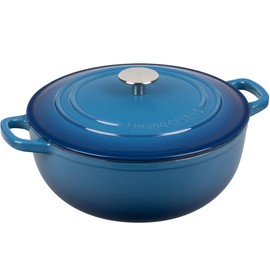 EDGING CASTING Enameled Cast Iron Dutch Oven Pot with Lid, 5 Quart, for Sourdough Bread Barking, Round Dutch Ovens Dual Handle, Oven Safe up to 500°F, Lake Blue