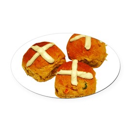 CafePress Hot Cross Buns_Tr Euro Oval Car Bumper Magnet