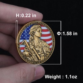 Female Veterans Challenge Coin - for Heroes，A Tribute to Courage and Sacrifice for Women in Service (Single Coin)