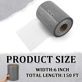 Innconee 150 ft x 6 Inch Cement Board Joint Tape Self Adhesive Durable Gray Fiberglass Mesh Drywall Mesh Repair Tape for Cement Board Joints Repairing, Sealing and Strengthening