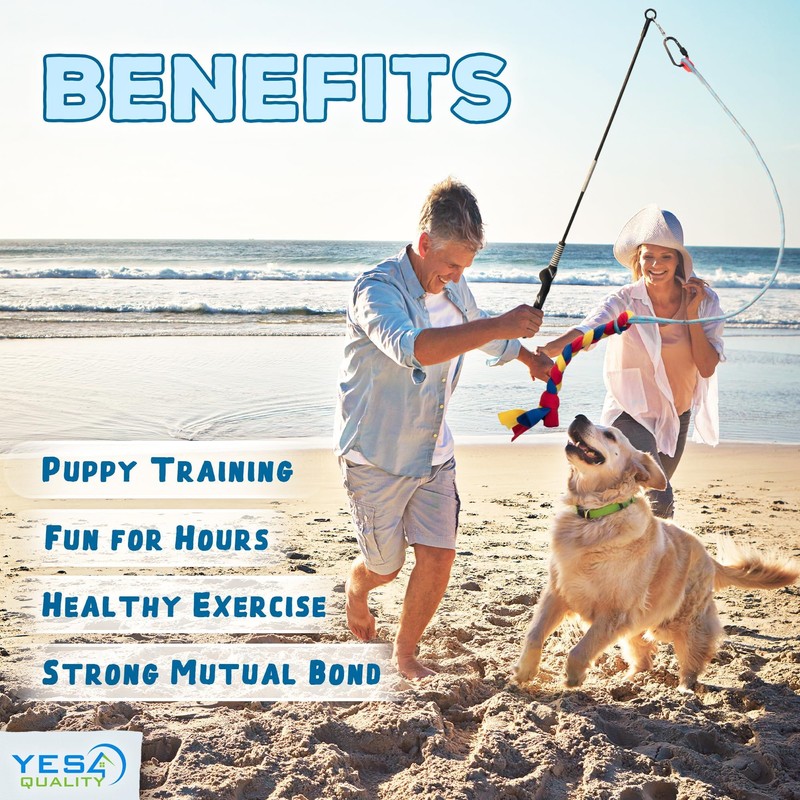 YES4QUALITY Flirt Pole for Dogs - Safe & Strong for