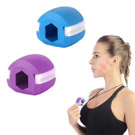 Norhogo Pack of 2 Jaw Muscle Trainer, Jaw Line Chewing Trainer, Double Chin Trainer Ball, Fitness Ball, Neck, Face Firming, Shaper for Exercises, Face Muscles, Men and Women (Blue + Purple)