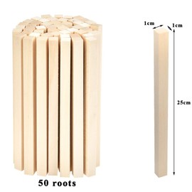 BUYGOO 50Pcs Wooden Sticks for Craft 25cm Square Wooden Dowels Rods Natural 1cm Wood Blocks for Carving Craft DIY(25 x 1 x 1cm)
