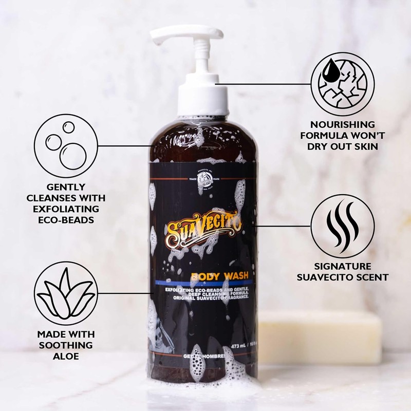 Suavecito Men's Body Wash 16 oz. Exfoliating Deep Cleaning Showering
