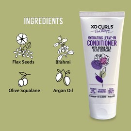 XO Curls Hydrating Leave-In Conditioner with Argan Oil & Olive Squalane 3.4 Fl Oz | No Silicone, No Sulfates, No Paraben | Conditioner | Argan Oil | Olive | Unisex Adult