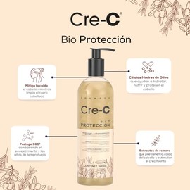 CRE-C Shampoo Proteccion 500 Ml Celulas Madre de Oliva Silvestre Que Te Ayudan a Proteger Tu Cabello de Los Tintes Decoloraciones Alaciados Rayos UV Manteniendo La Vitalidad Y La Salud de Tu Cabello