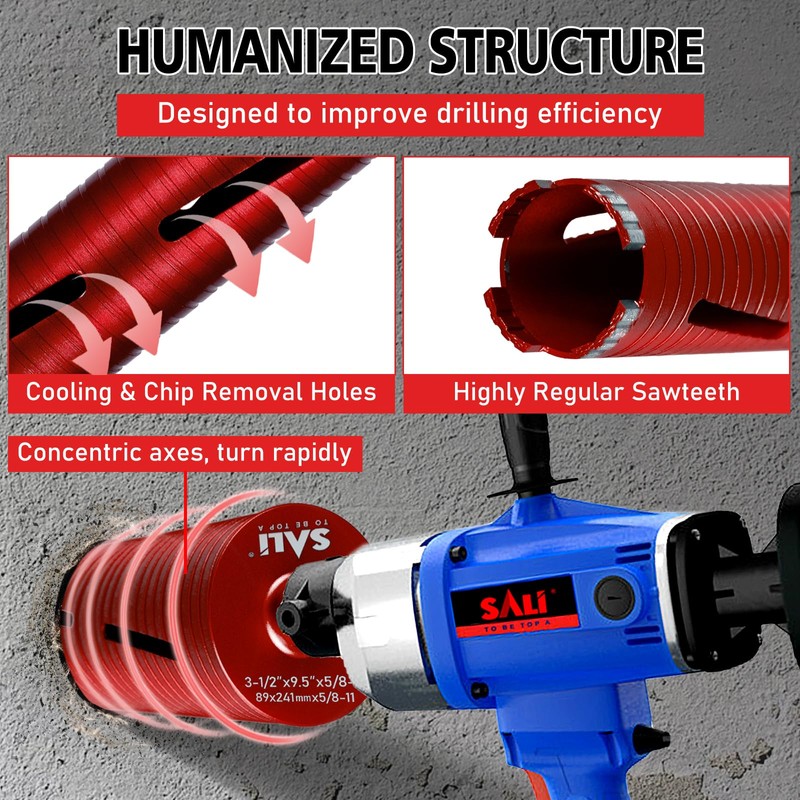 SALI Diamond Core Drill Bits 4 1/2" Diameter 10"/254mm Drilling
