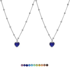 2 Pcs Heart Mood Necklace for Women Mood Pendant Necklace Emotional Feeling Color Changing Pendant Necklace for Girls Friend Family