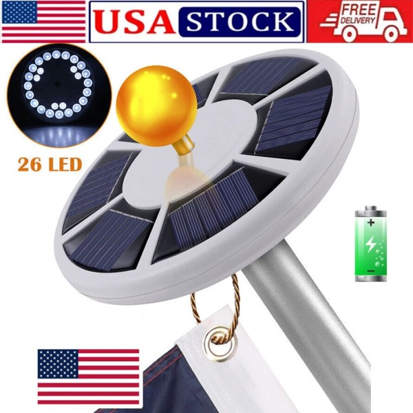 Unbranded Solar Powered Flag Pole Light 26 LED Auto Active