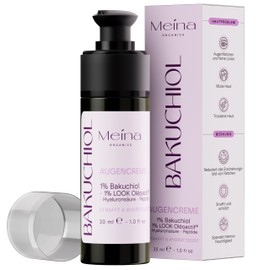 Meina 1% Bakuchiol Eye Cream Against Wrinkles and Dark Circles, Anti Ageing Peptide Cream with Oligo Hyaluronic Acid, Wrinkle Cream, Firming Eye Cream, Skincare for Wrinkles, Gentle Retinol