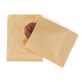 FOCCIUP 100 Pack Brown Kraft Paper Bags 5x7 Inches Flat Envelopes Merchandise Bags for Party Favor Treat Bags