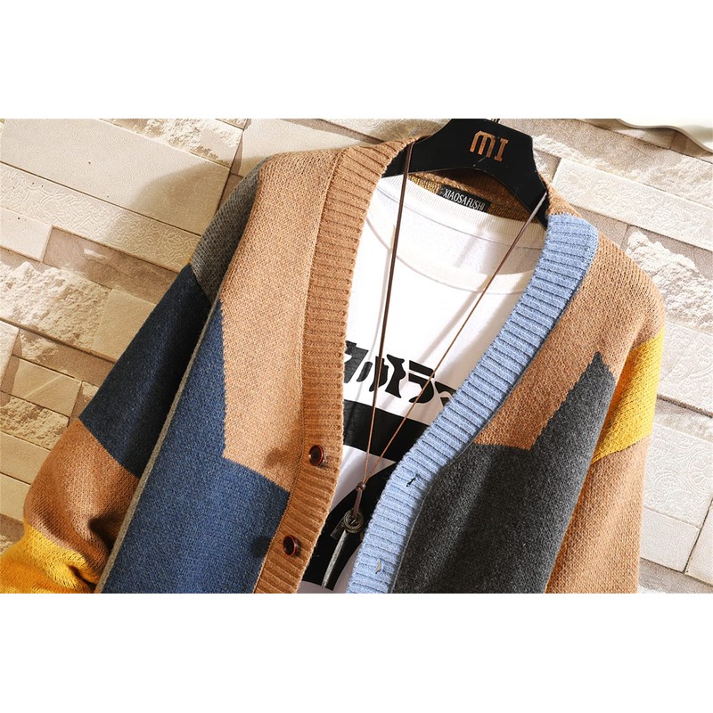 GURUNVANI Cardigan Sweater for Men Knitted Long Sleeve Sweaters with