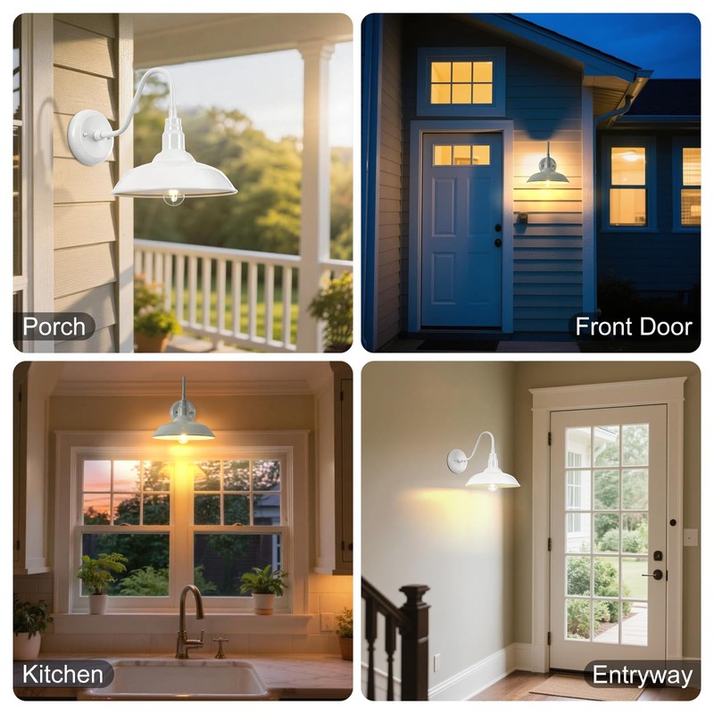 GOALPLUS Outdoor Gooseneck Barn Light Fixture with Wall Mount, 10''