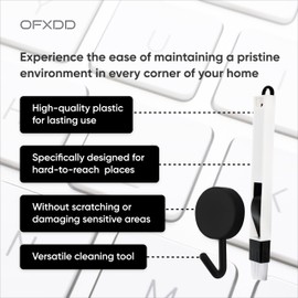 Skinny Cleaning Brush - Plastic Handheld Groove Gap Cleaning Tool, Keyboard - Set Small Groove Brush with Adhesive Hook for Hanging in Kitchen, Bathroom