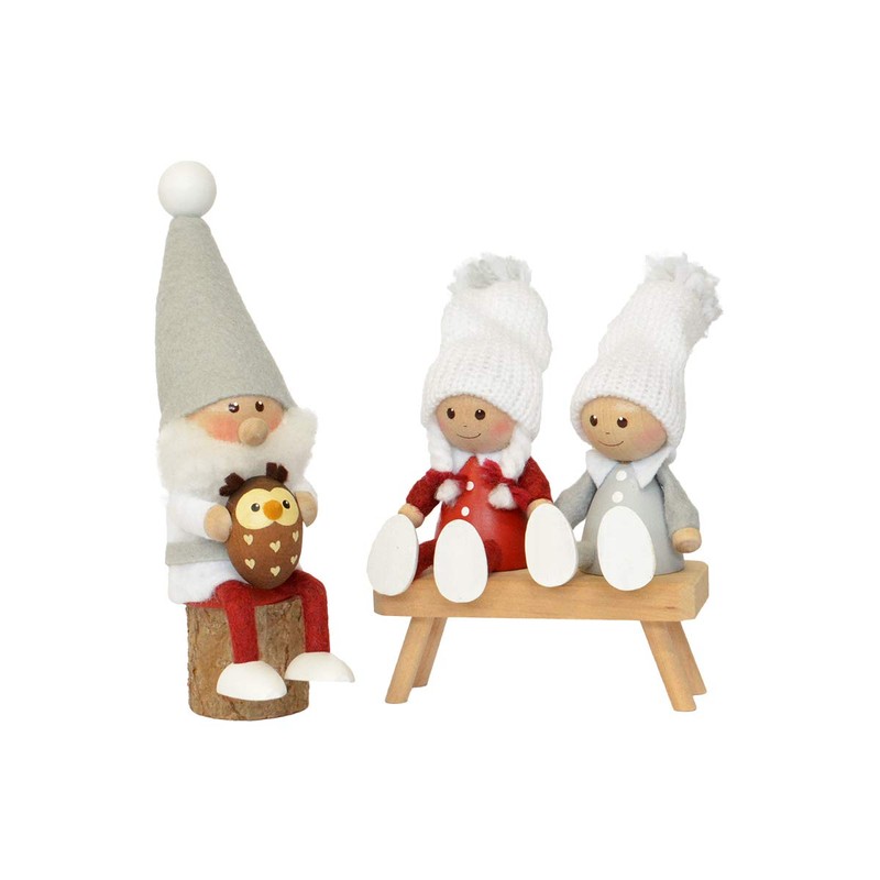 NORDIKA nisse Nordica Nisse Christmas Wooden Doll (Santa Holding Owls
