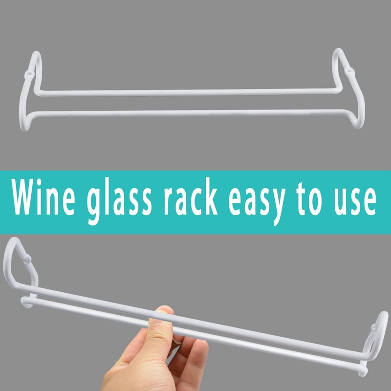 eastbao White 4 Wine Glass Rack Under Cabinet Shelf Glasses