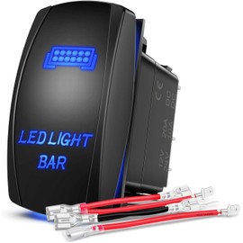Gebildet Blue LED Light Bar Rocker Switch 5-Pin Laser On/Off LED Light, 20A/12V, 10A/24V Switch Jumper Cable Set for Jeep Boots Trucks