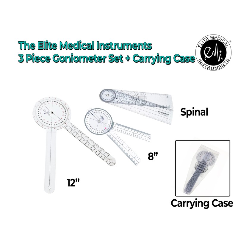 EMI Goniometer Set 12", 8", and 8" Spinal 3 Pieces