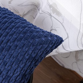 HOME LUXE Pack of 2 Corduroy Soft Solid Decorative Square Throw Pillow Covers Cushion Cases Pillow Cases for Couch Sofa Bedroom Car 18 x 18 Inch 45 x 45 cm (Dark Blue)