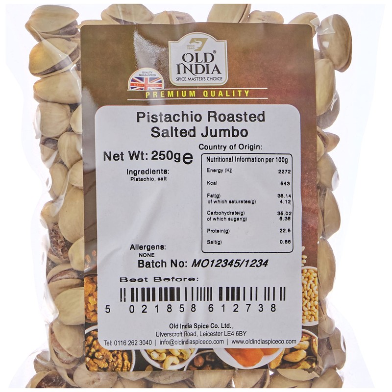 Old India Pistachio Roasted Salted Jumbo 250g