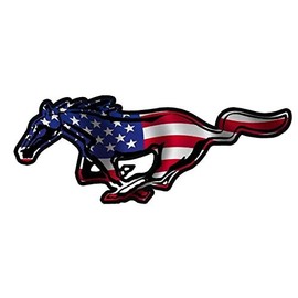 Vinyl Sticker Decal Mustang American Flag Horse Resist for Windows Car, 4.5 in. x 2.5 in.