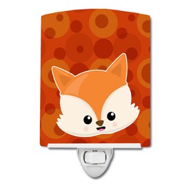 Caroline's Treasures BB7089CNL Baby Fox Face Polkadots Ceramic Night Light, 6x4x3, Multicolor