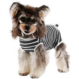Etdane Dog Diapers Sanitary Panties Physiological Period Shirts Surgical Recovery Suits for Male and Female Dogs (Medium, Gray White Stripe)