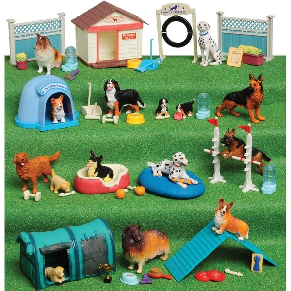 CP Toys Dog Figurines Academy Toddler Playset, Realistically-Detailed Toy Dog Figures, Hand Painted Animal Toys, Birthday Gift for Girls and Boys, 51-Piece, Ages 3 Years & Older