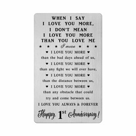 CPLJW 1 Year Wedding Anniversary Card Gifts for Him - Happy 1st Anniversary Card Gifts for Men - First Anniversary Romantic Engraved Wallet Card Presents