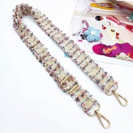 Adjustable Shoulder Strap for Bags, Pink, Bag Straps for Changing, Bag Strap Wide with Carabiner Gold, 70-130 cm Carry Strap, Bag for Women, Shoulder Strap, Handbag, 3 cm, 1405