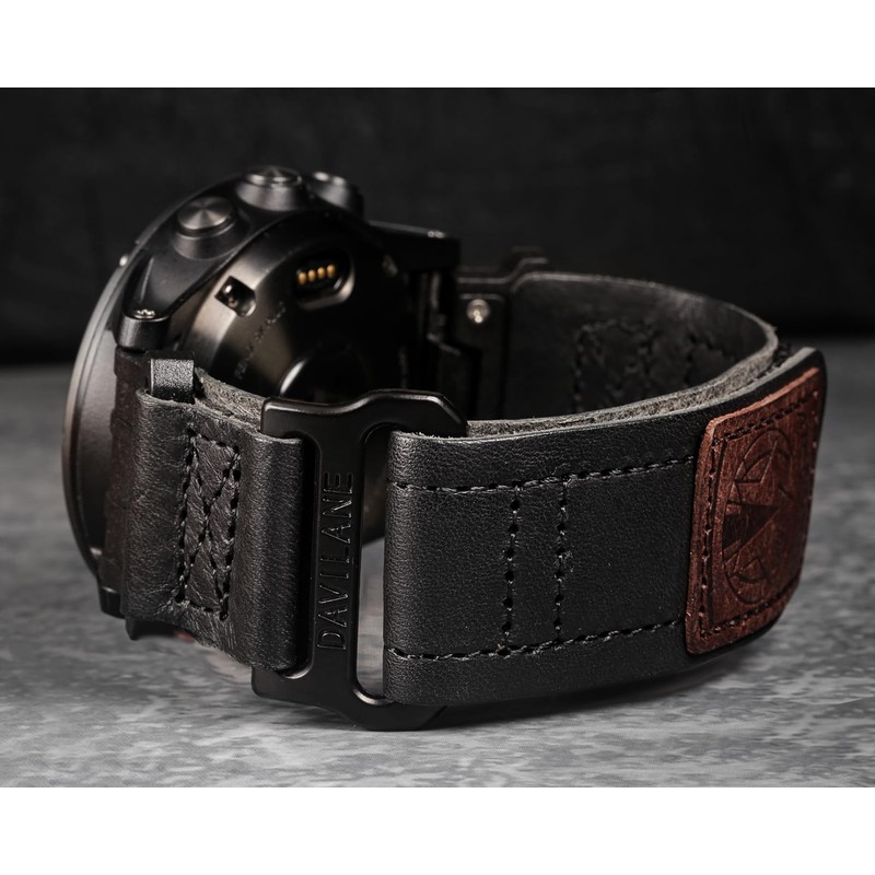 DAVILANE 22mm Leather Tactical Watch Band, Military Quick Fit Strap