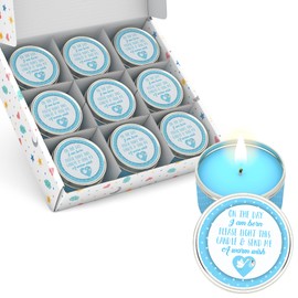Majestic Zen Baby Shower Candle Favors Gift Set |9-Pack Neutral Scented Soy Wax Candles with Fresh Ocean Sunrise |Long Lasting 40 Hour Burn |Unique Gender Reveal Party Favors & Baby Shower Decorations