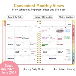 Forvencer Academic Planner 2026-2027, Hardcover Calendar Planner Weekly & Monthly, July 2026 - June 2027, 8.5" x 11", Daily Agenda with Tabs, College School Organizer for Student Teacher, Pink